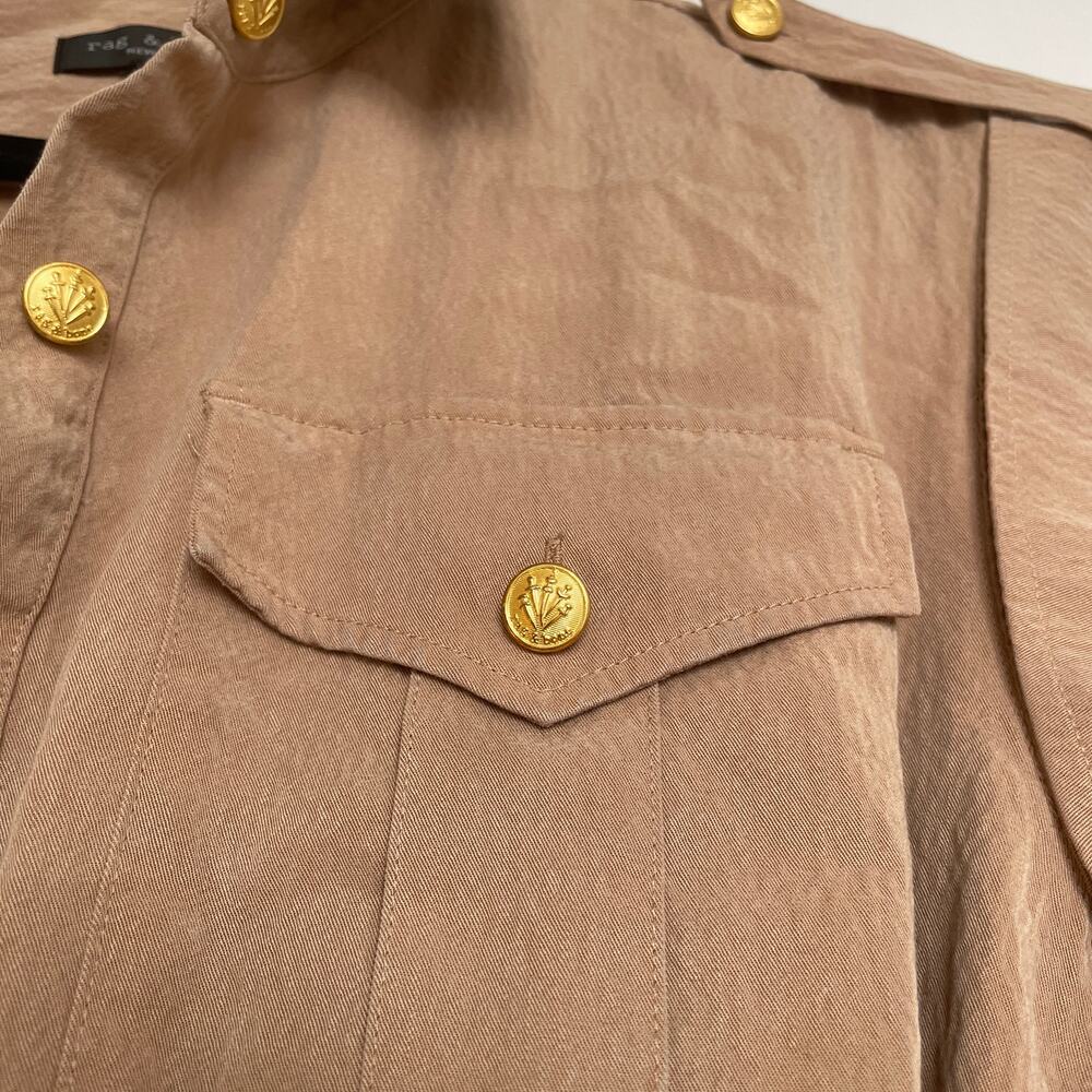 Rag & Bone Roxanne Midi Dress Utility Button Down Collared Casual Tan sz S - Picture 9 of 10